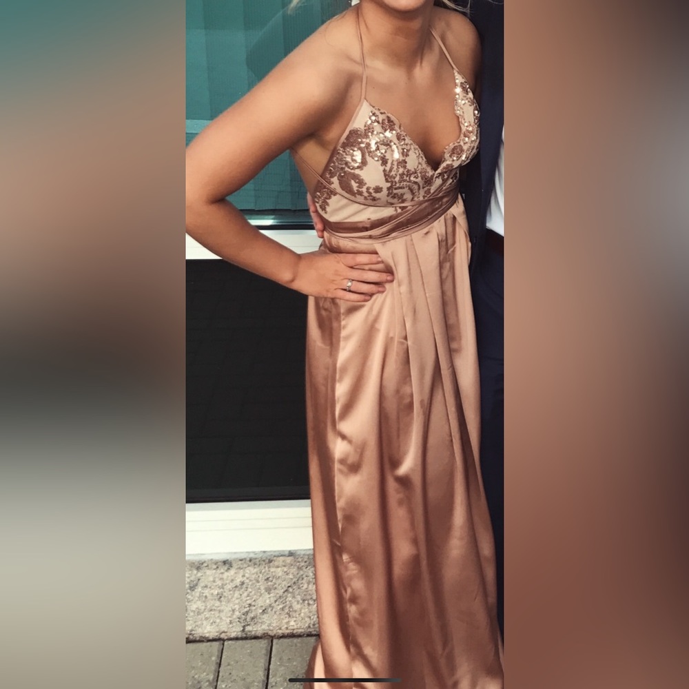 Rose gold sequin long formal dress